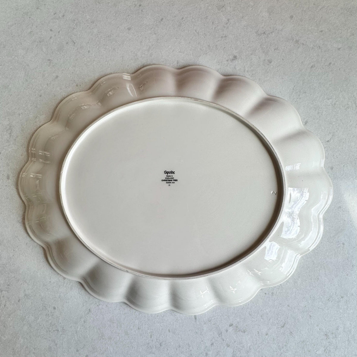 Vintage Spode Christmas Tree Large 15” Scalloped Oval Platter / Tray