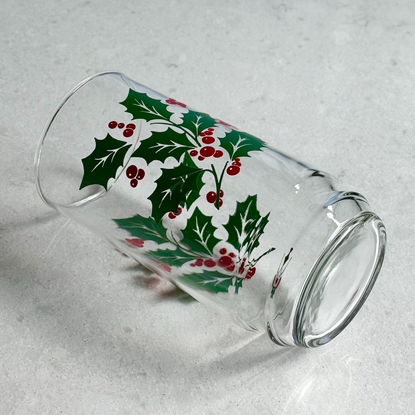 Vintage Indiana Glass 16 Ounce Holly Tumblers - Set of 7