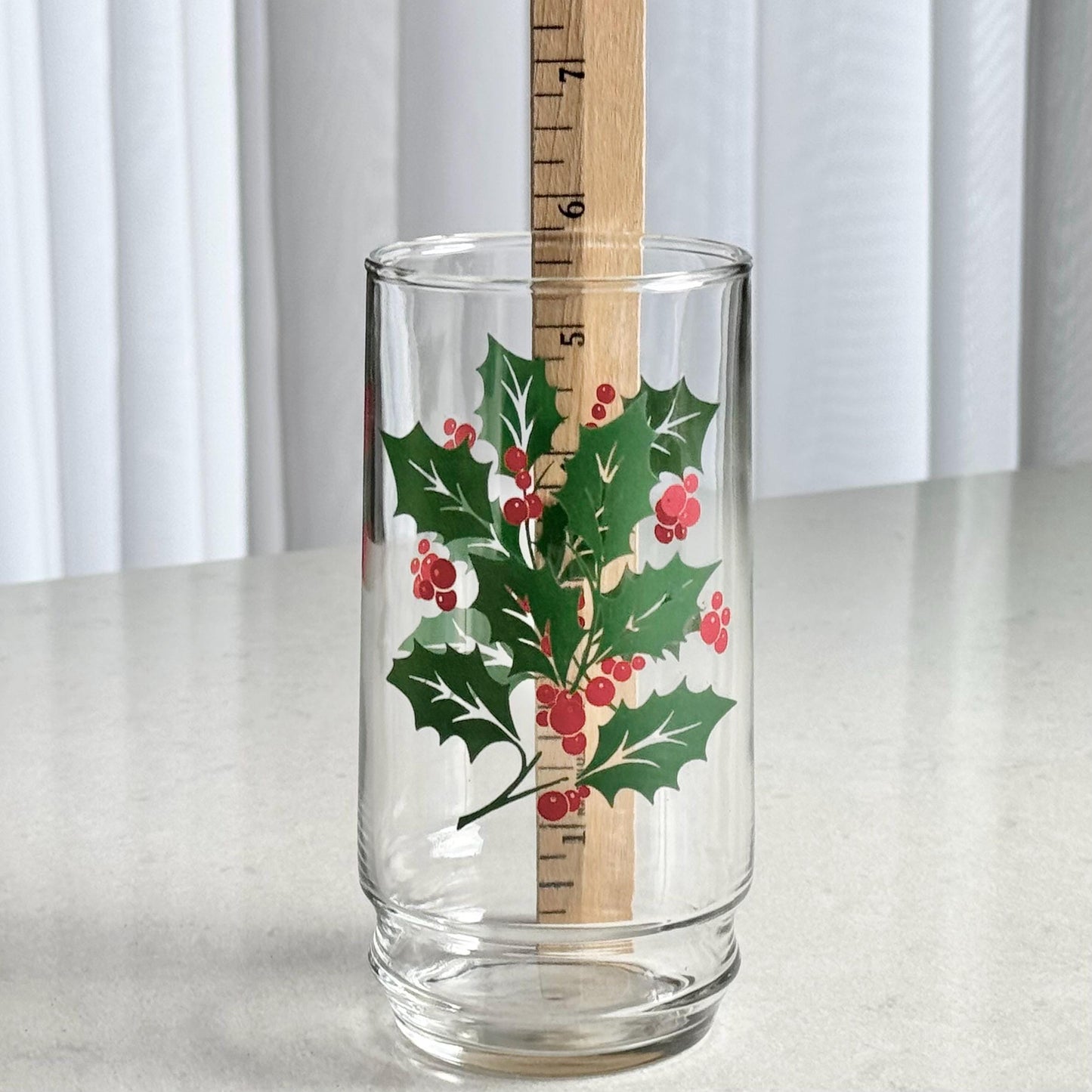 Vintage Indiana Glass 16 Ounce Holly Tumblers - Set of 7