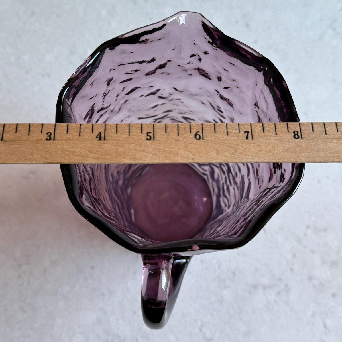 Vintage Morgantown Amethyst Purple Crinkle Pitcher and Six (6) Glasses