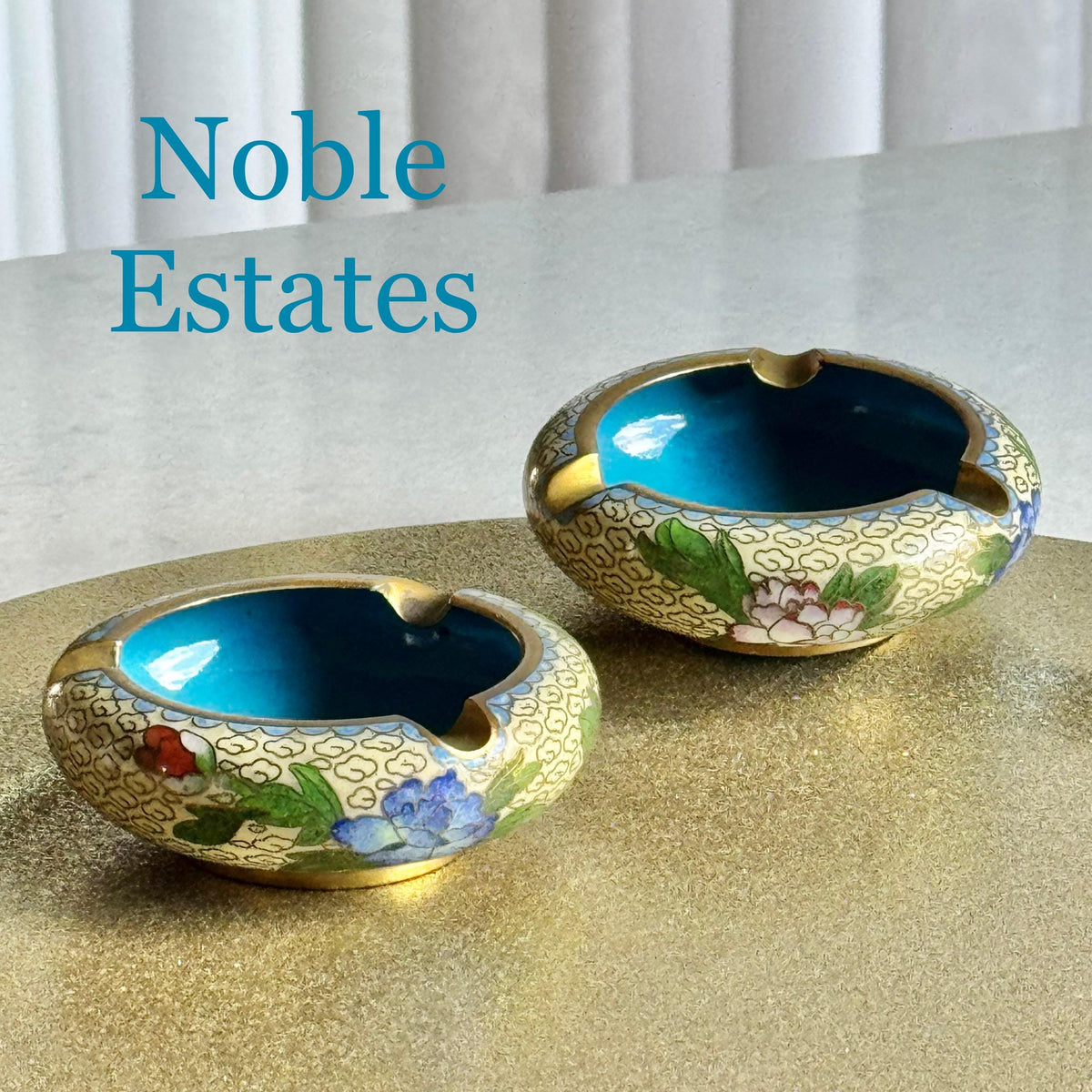 Antique Chinese Cloisonne Ashtrays - Set of 2