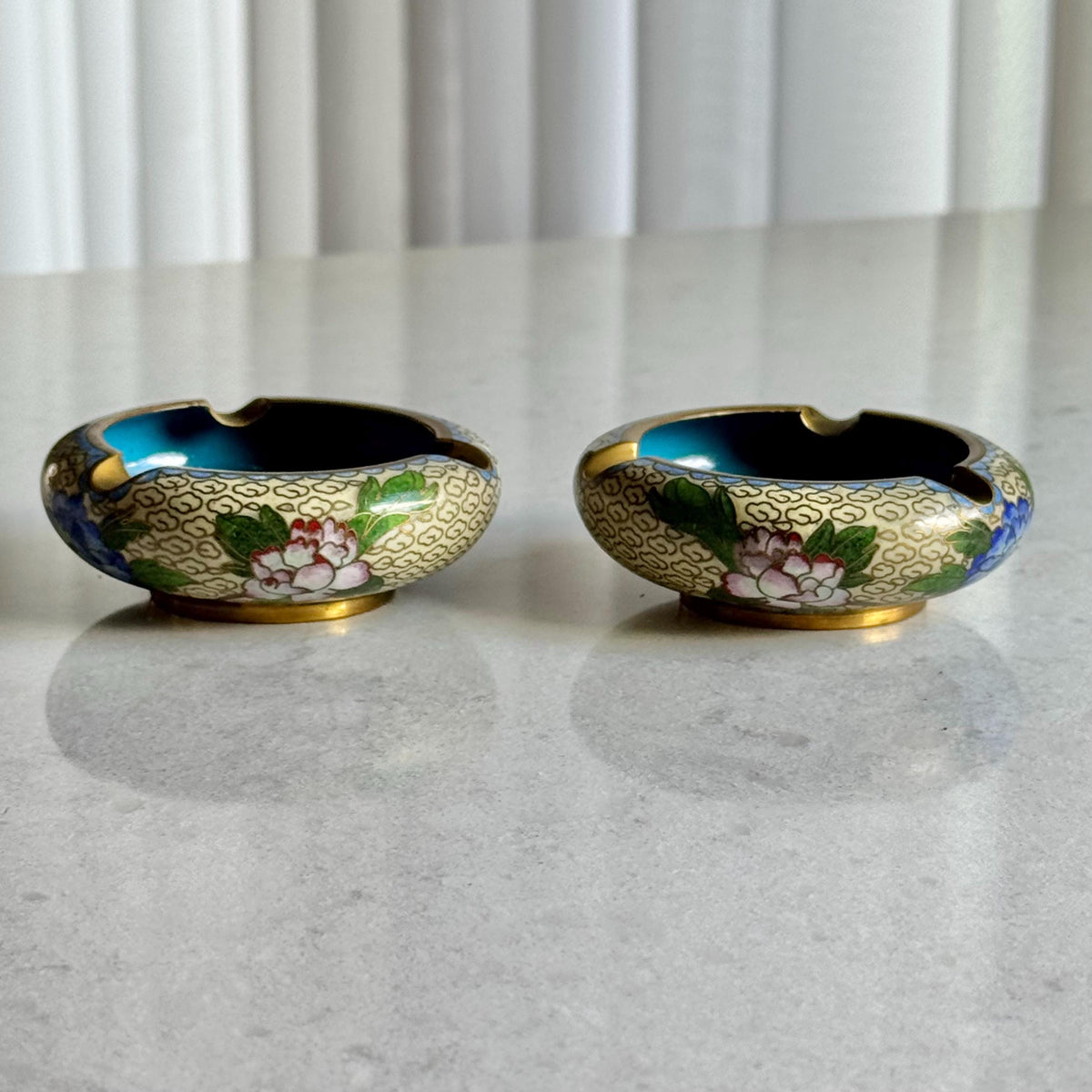 Antique Chinese Cloisonne Ashtrays - Set of 2