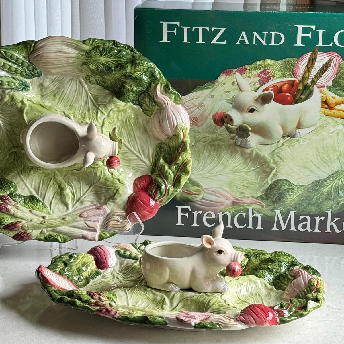 Vintage Fitz & Floyd French Market Divided Serving Platter (18" x 13")