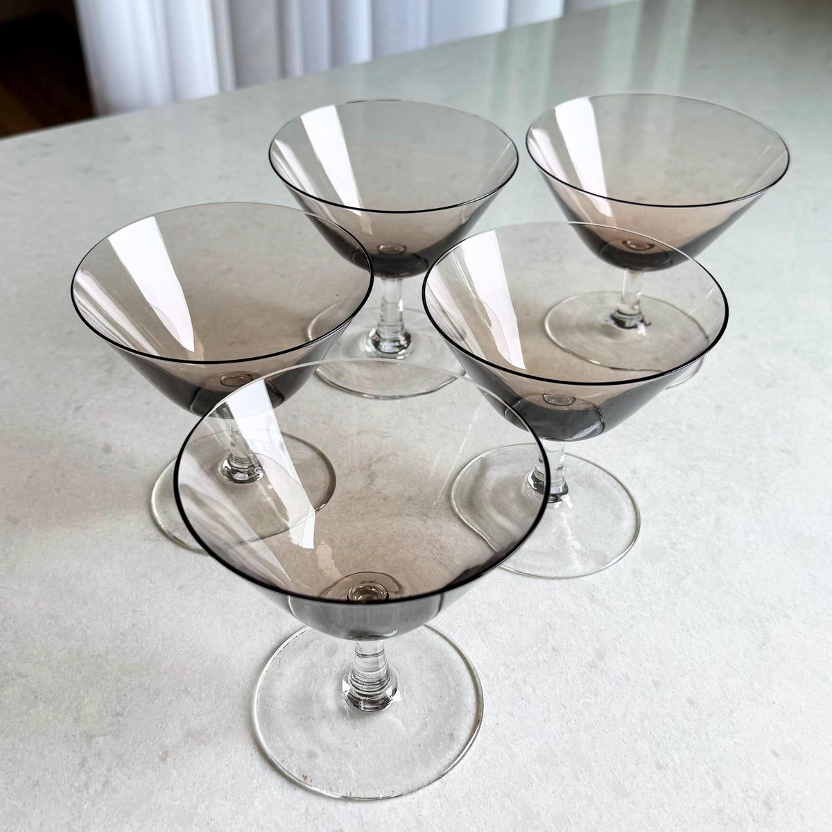 Vintage Theresienthal Brown Bowl Glasses - Set of 5