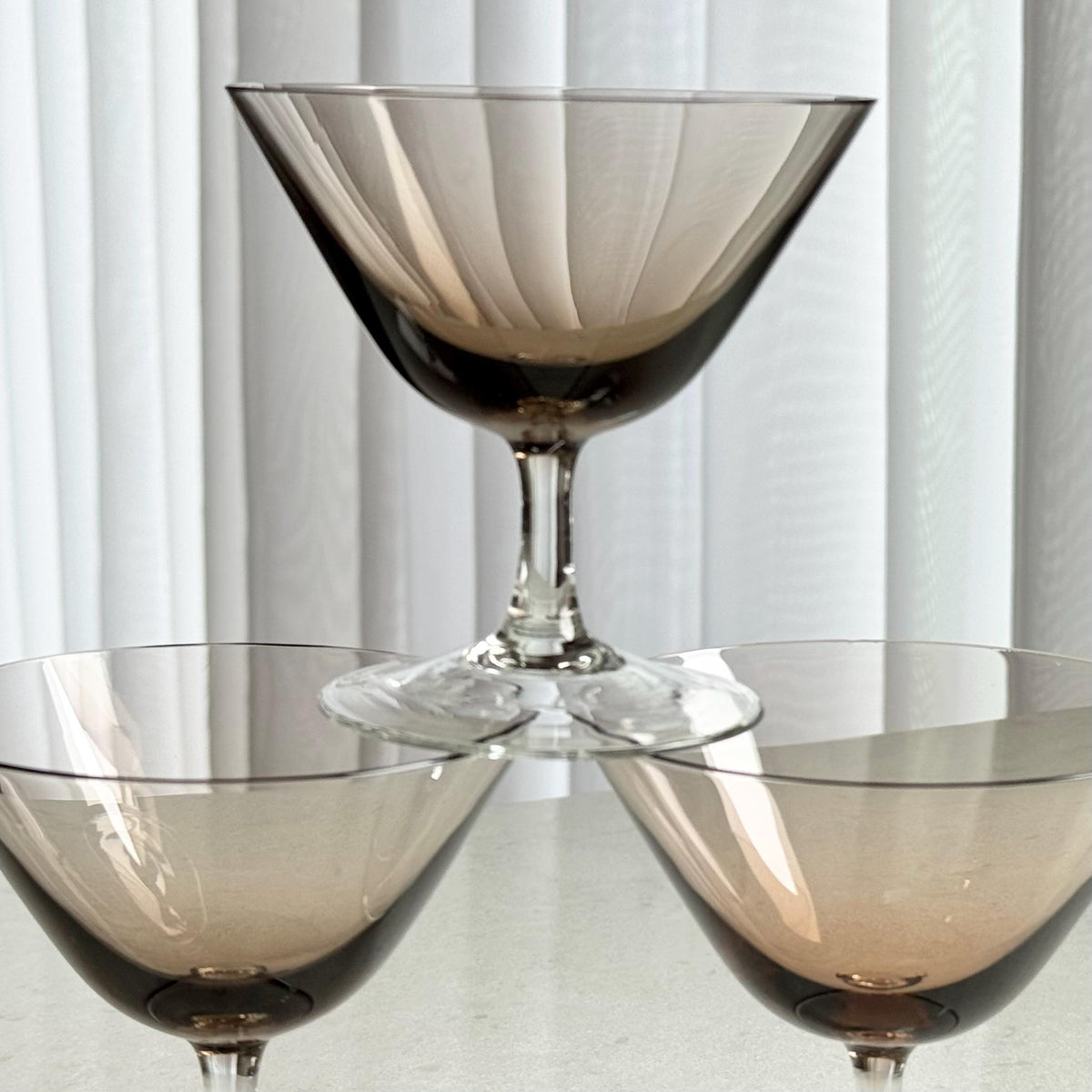 Vintage Theresienthal Brown Bowl Glasses - Set of 5