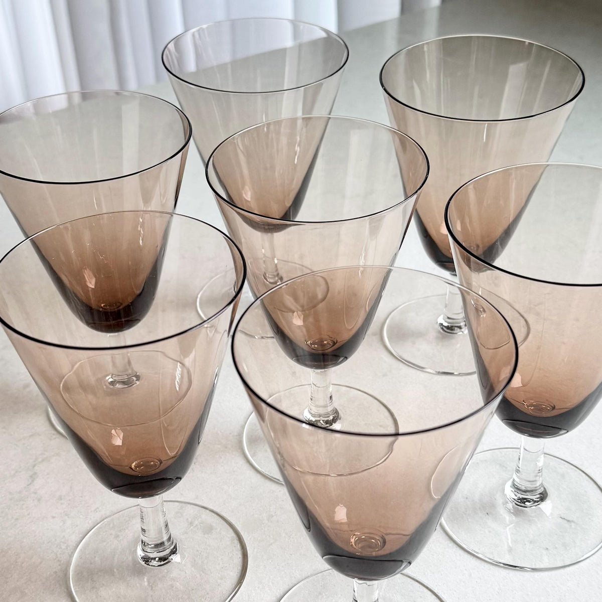 Vintage Theresienthal Brown Bowl Glasses - Set of 7