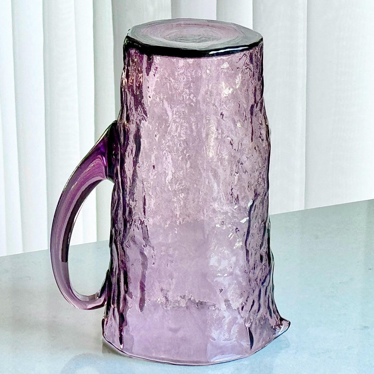 Vintage Morgantown Amethyst Purple Crinkle Pitcher and Six (6) Glasses