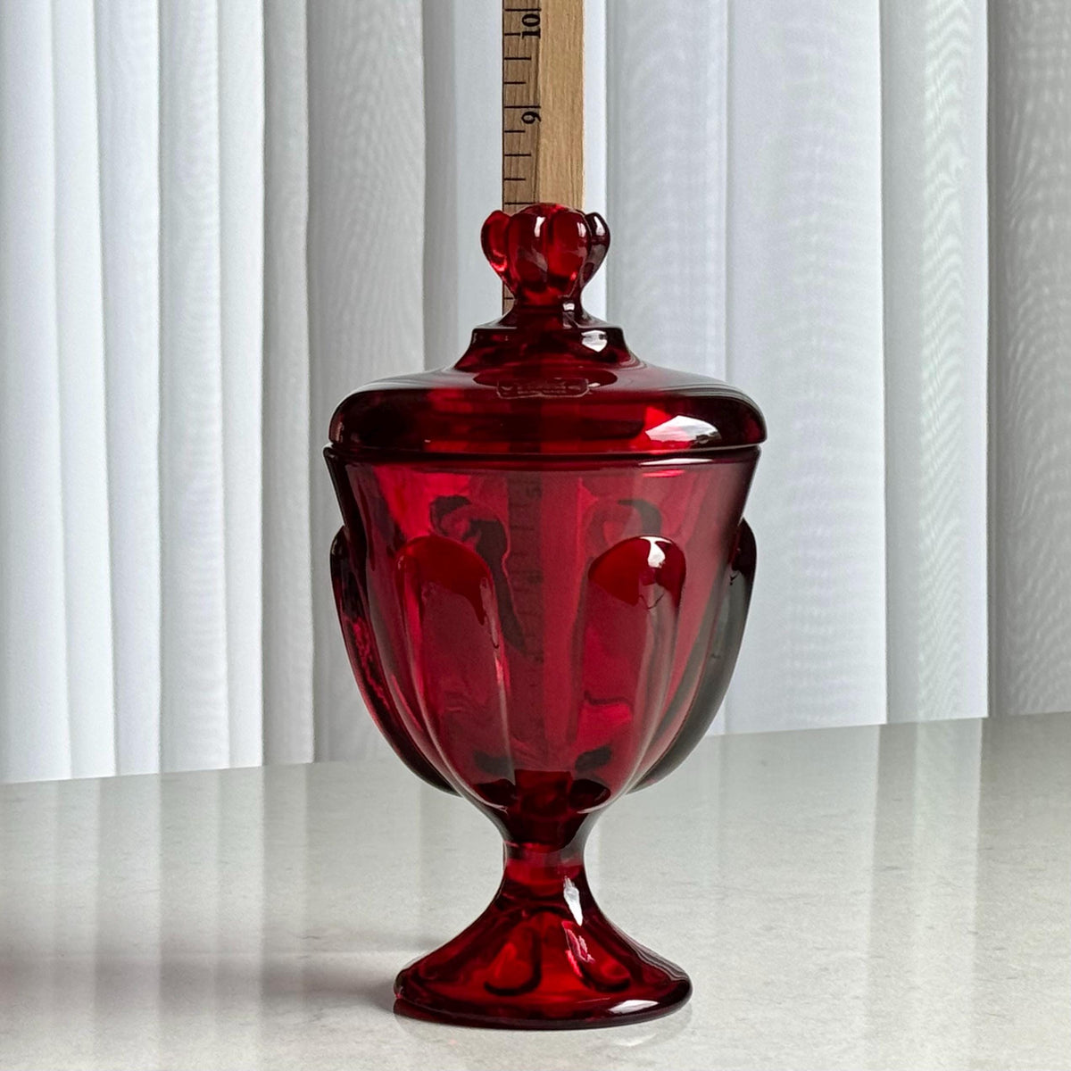 Vintage Viking Ruby Red Epic Pedestal Dish with Lid