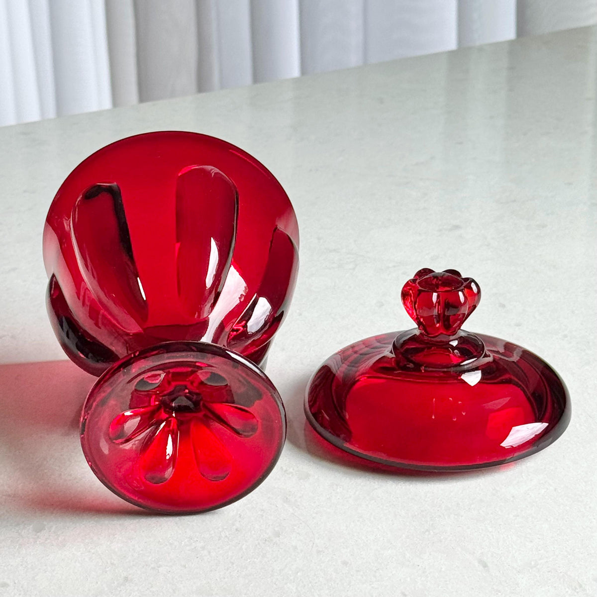 Vintage Viking Ruby Red Epic Pedestal Dish with Lid