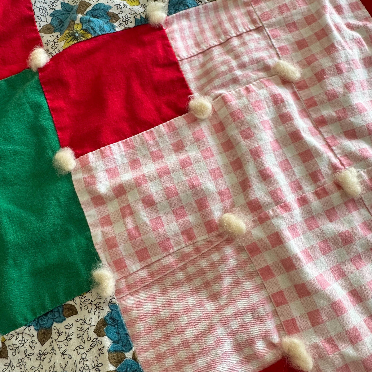 Vintage Hand Tied Patchwork Quilt - Approx. 62 in. x 80 in.
