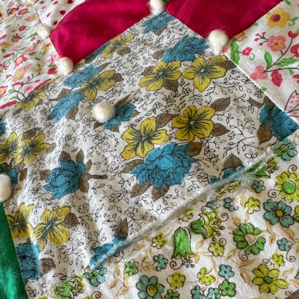 Vintage Hand Tied Patchwork Quilt - Approx. 62 in. x 80 in.