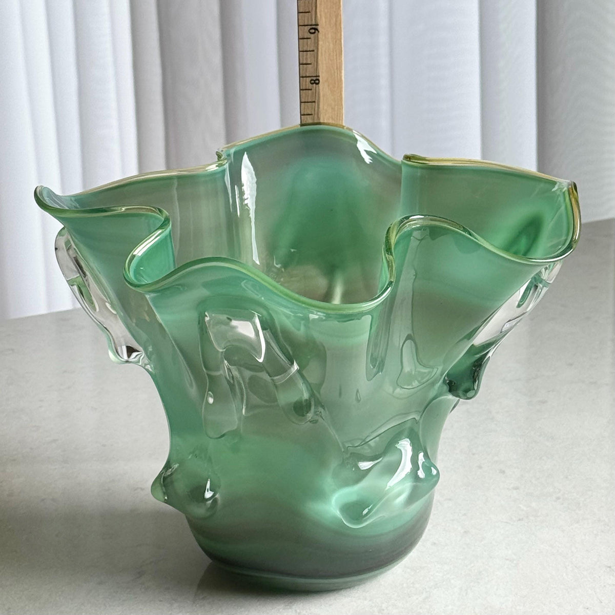 Vintage Daniel Edler Mars Flower Art Glass Vase (circa 1991)