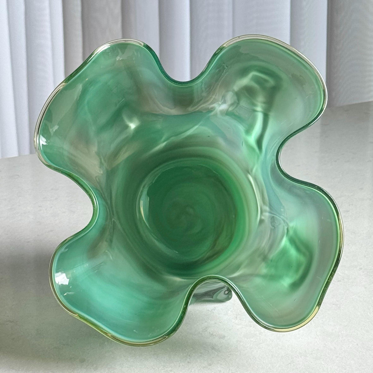 Vintage Daniel Edler Mars Flower Art Glass Vase (circa 1991)