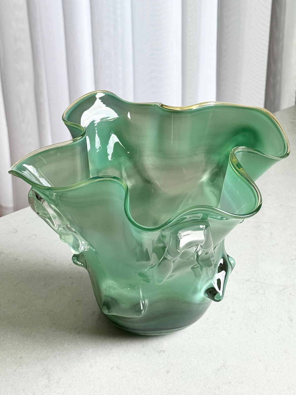 Vintage Daniel Edler Mars Flower Art Glass Vase (circa 1991)