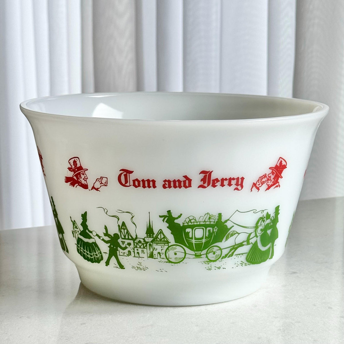 Vintage Hazel Atlas Tom & Jerry Punch Bowl and 5 Cups