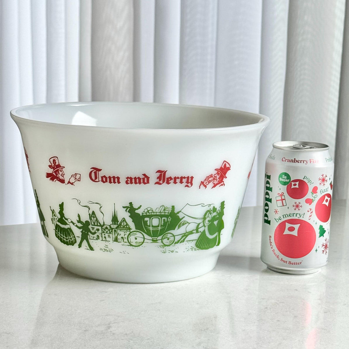 Vintage Hazel Atlas Tom & Jerry Punch Bowl and 5 Cups