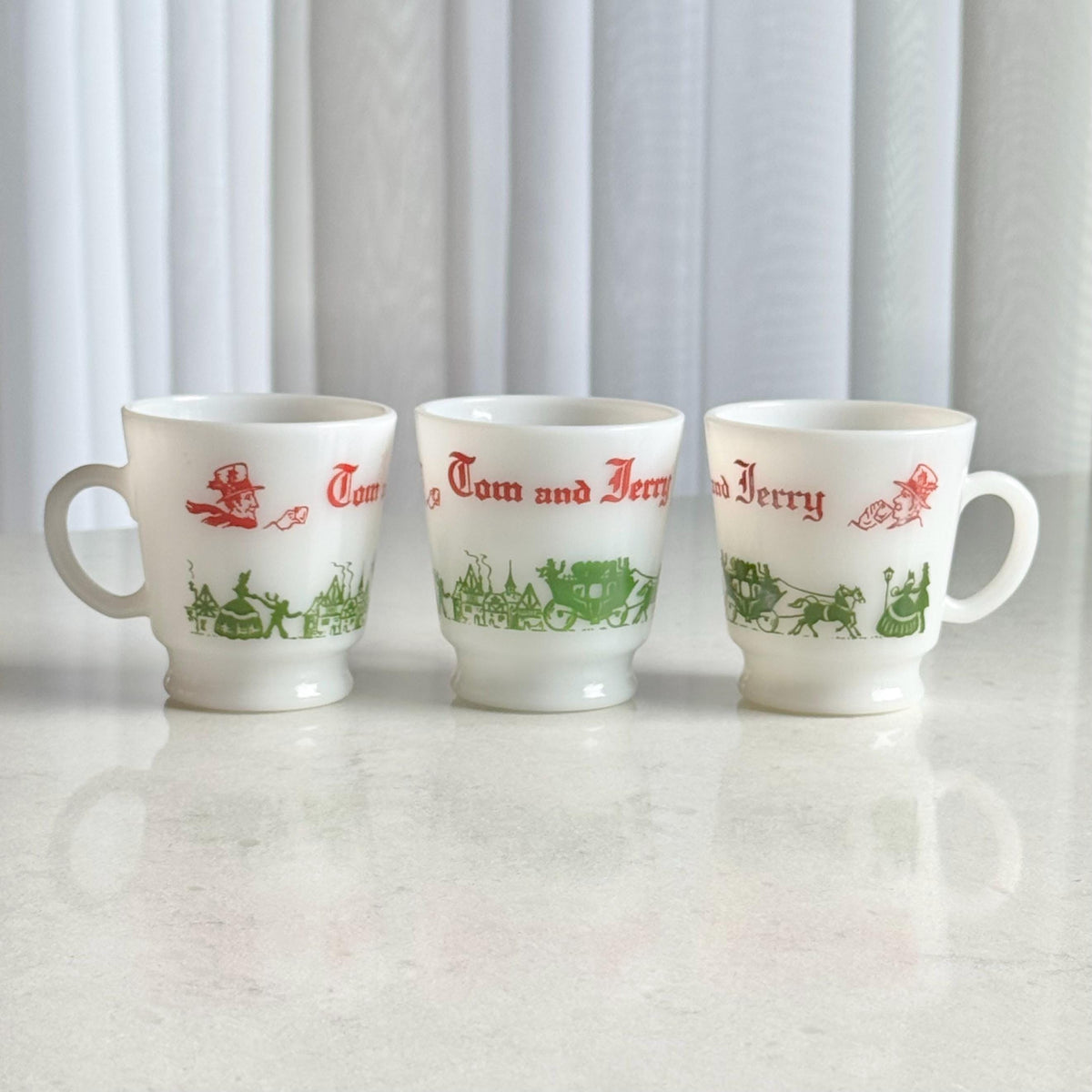 Vintage Hazel Atlas Tom & Jerry Punch Bowl and 5 Cups