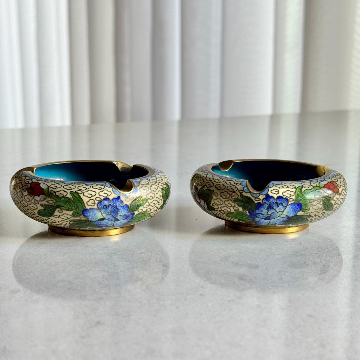 Antique Chinese Cloisonne Ashtrays - Set of 2