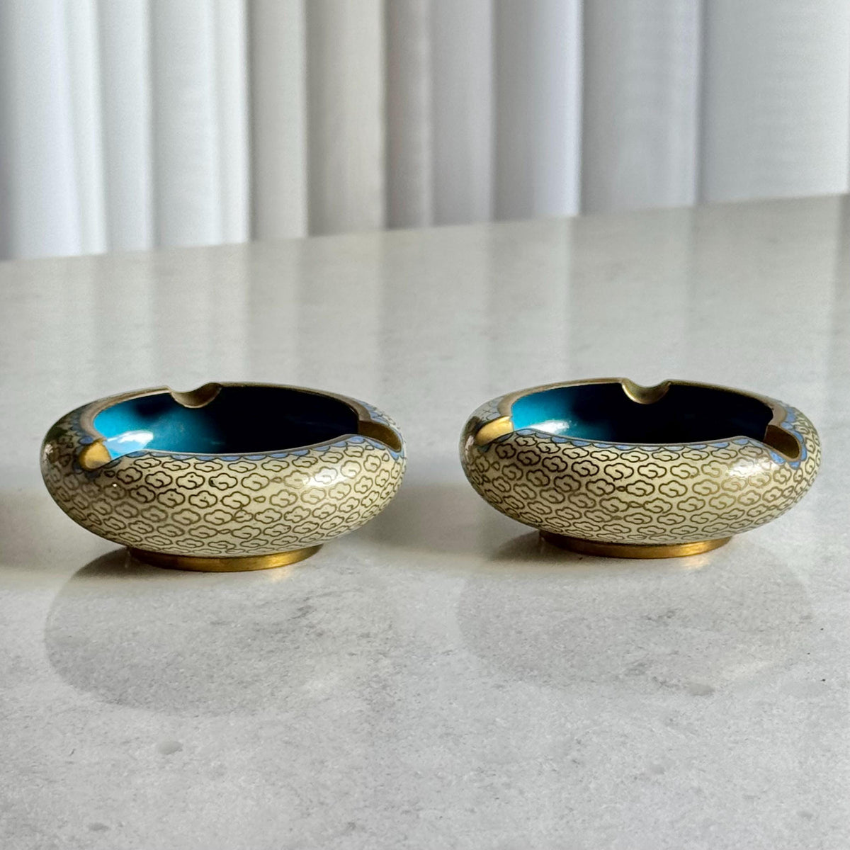Antique Chinese Cloisonne Ashtrays - Set of 2