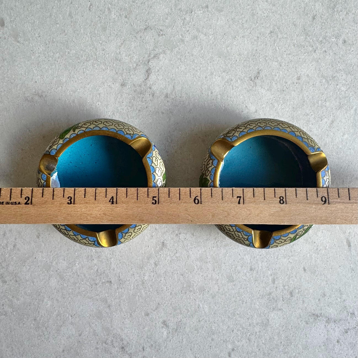 Antique Chinese Cloisonne Ashtrays - Set of 2