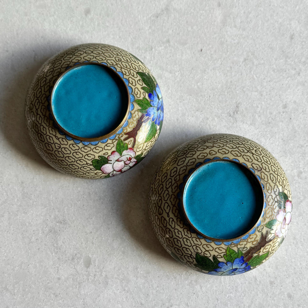 Antique Chinese Cloisonne Ashtrays - Set of 2