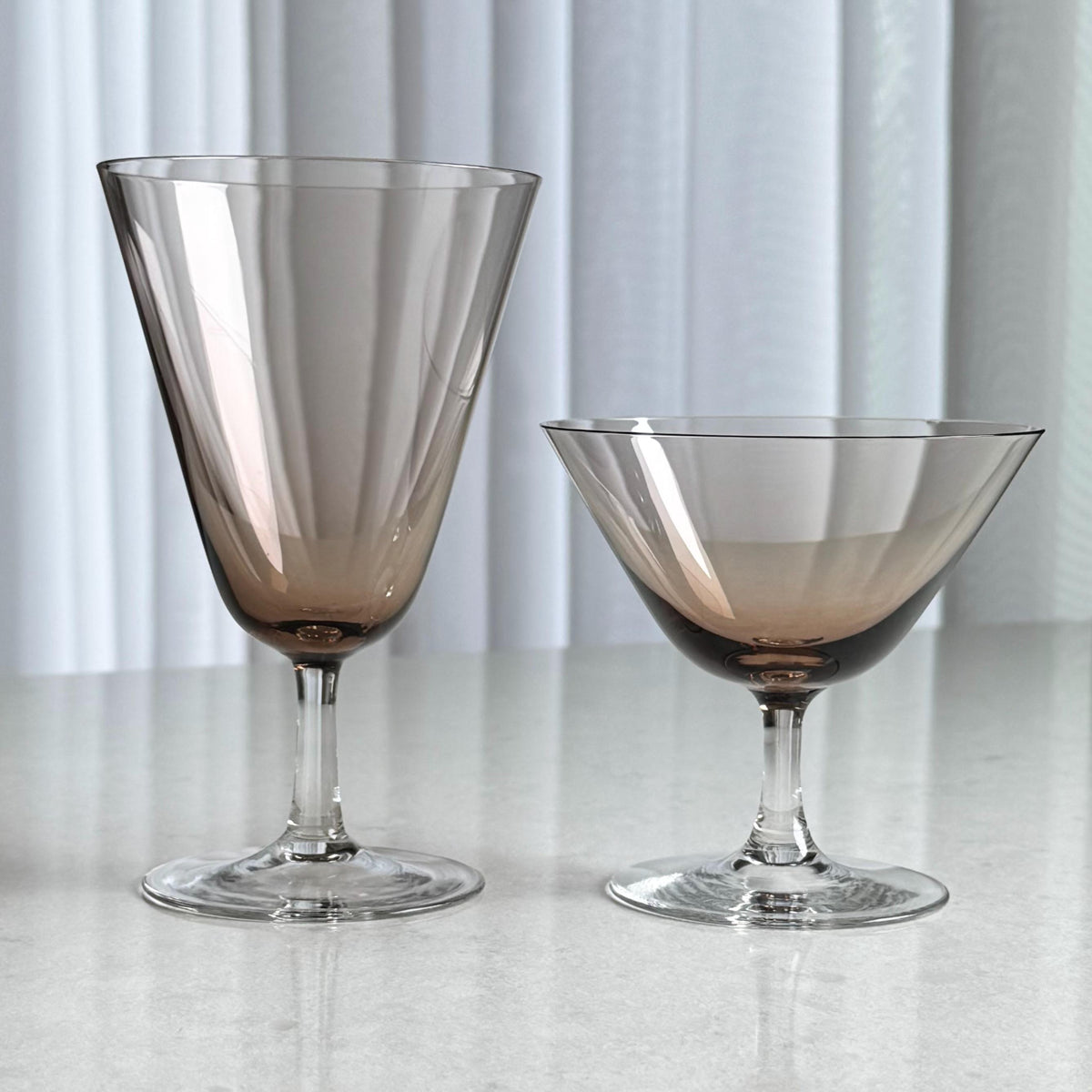 Vintage Theresienthal Brown Bowl Glasses - Set of 5