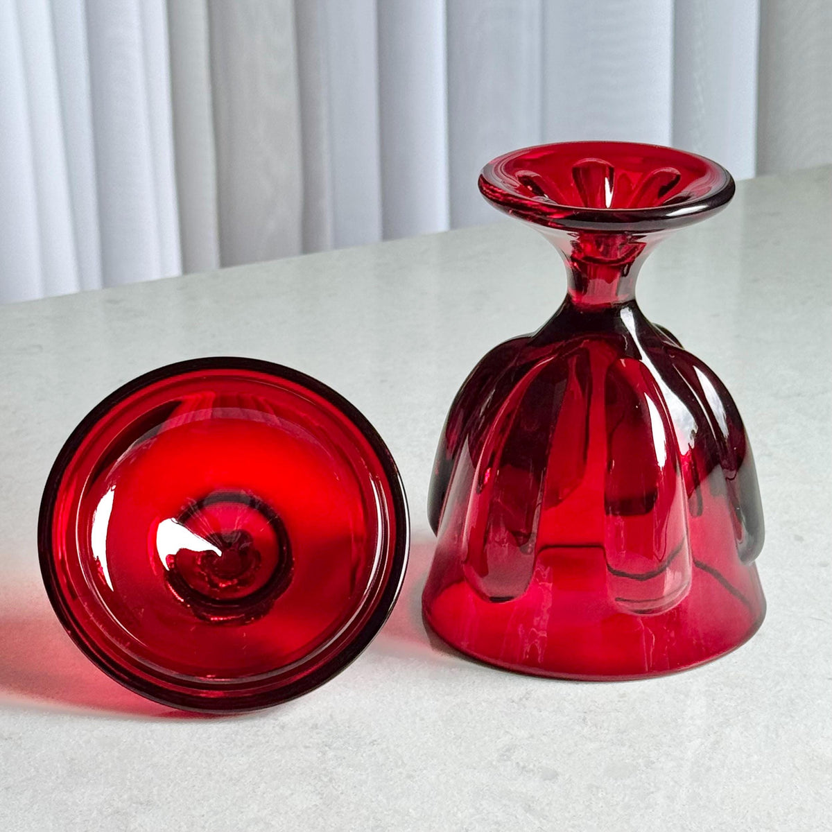 Vintage Viking Ruby Red Epic Pedestal Dish with Lid