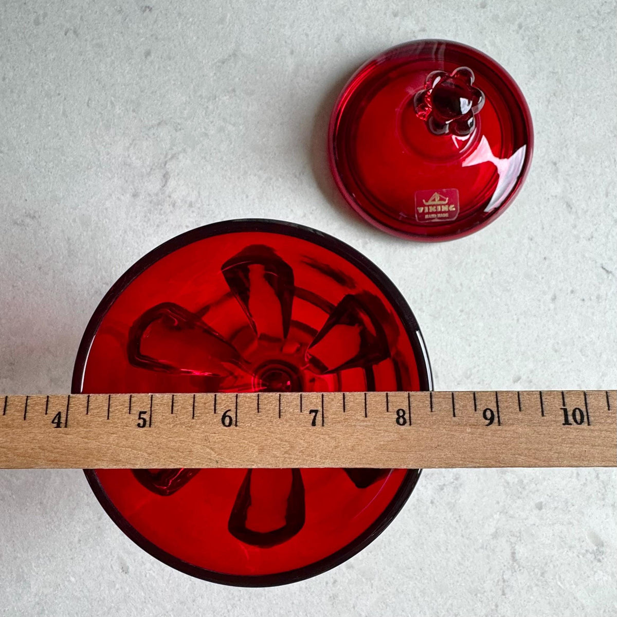 Vintage Viking Ruby Red Epic Pedestal Dish with Lid