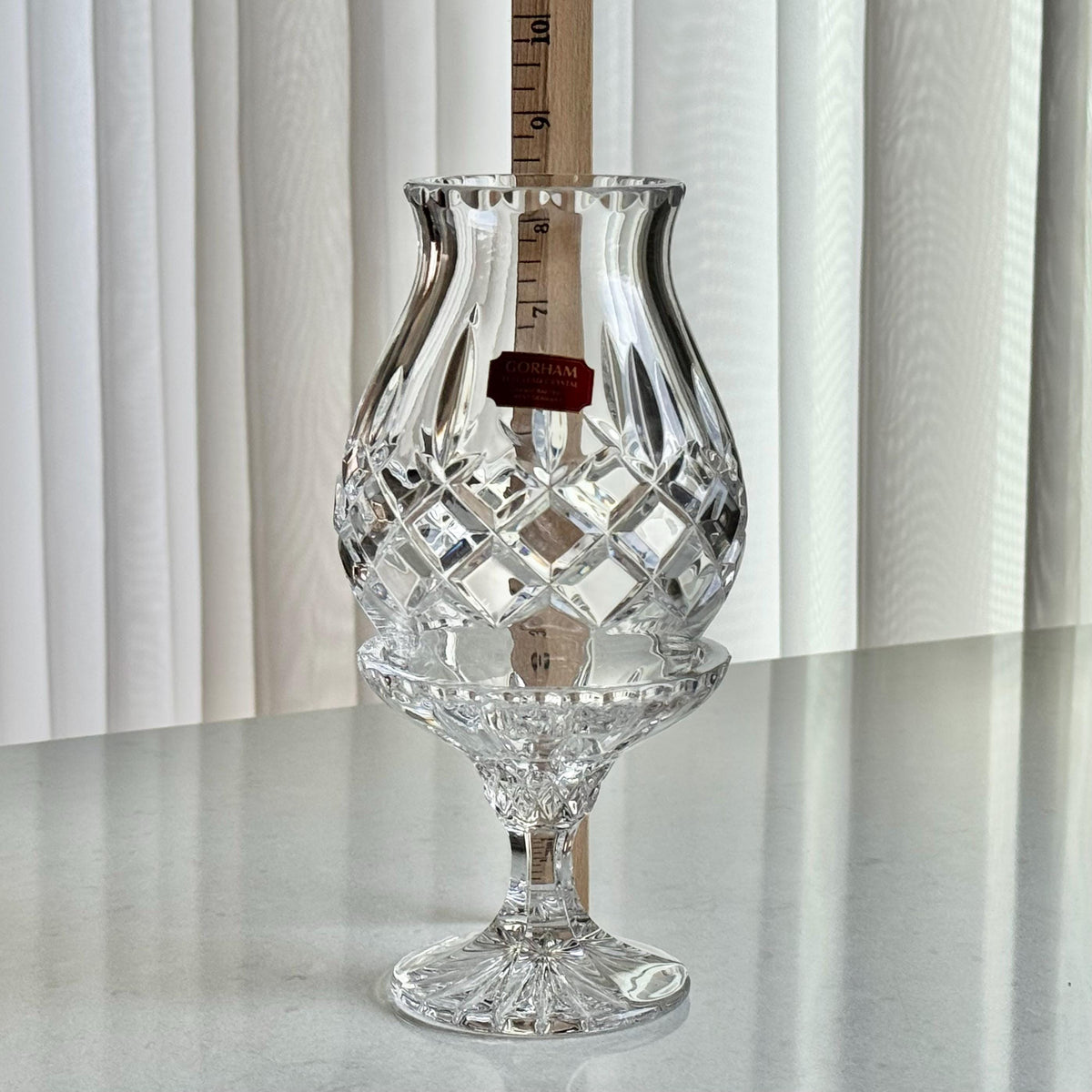 Vintage Gorham Crystal King Edward Fairy Light / Courting Lamp / Hurricane Candle Holder (circa 1982 - 1999) - Set of 2