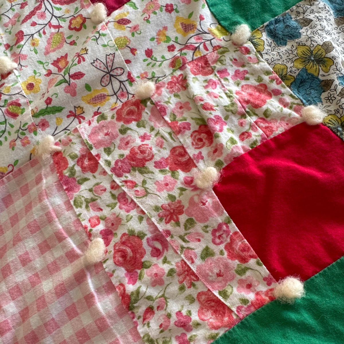 Vintage Hand Tied Patchwork Quilt - Approx. 62 in. x 80 in.
