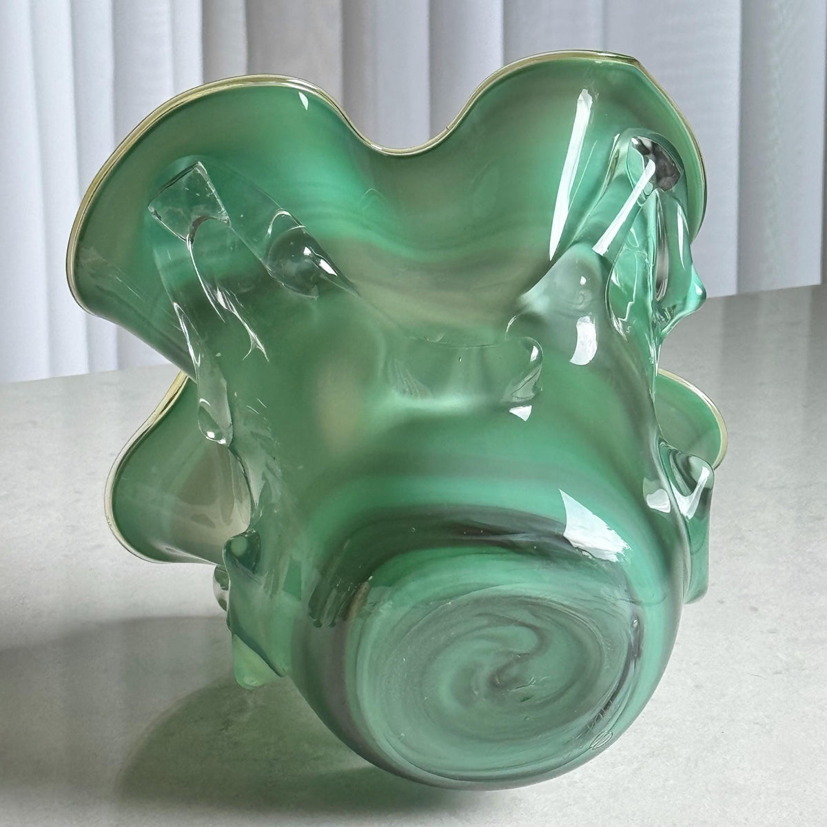 Vintage Daniel Edler Mars Flower Art Glass Vase (circa 1991)