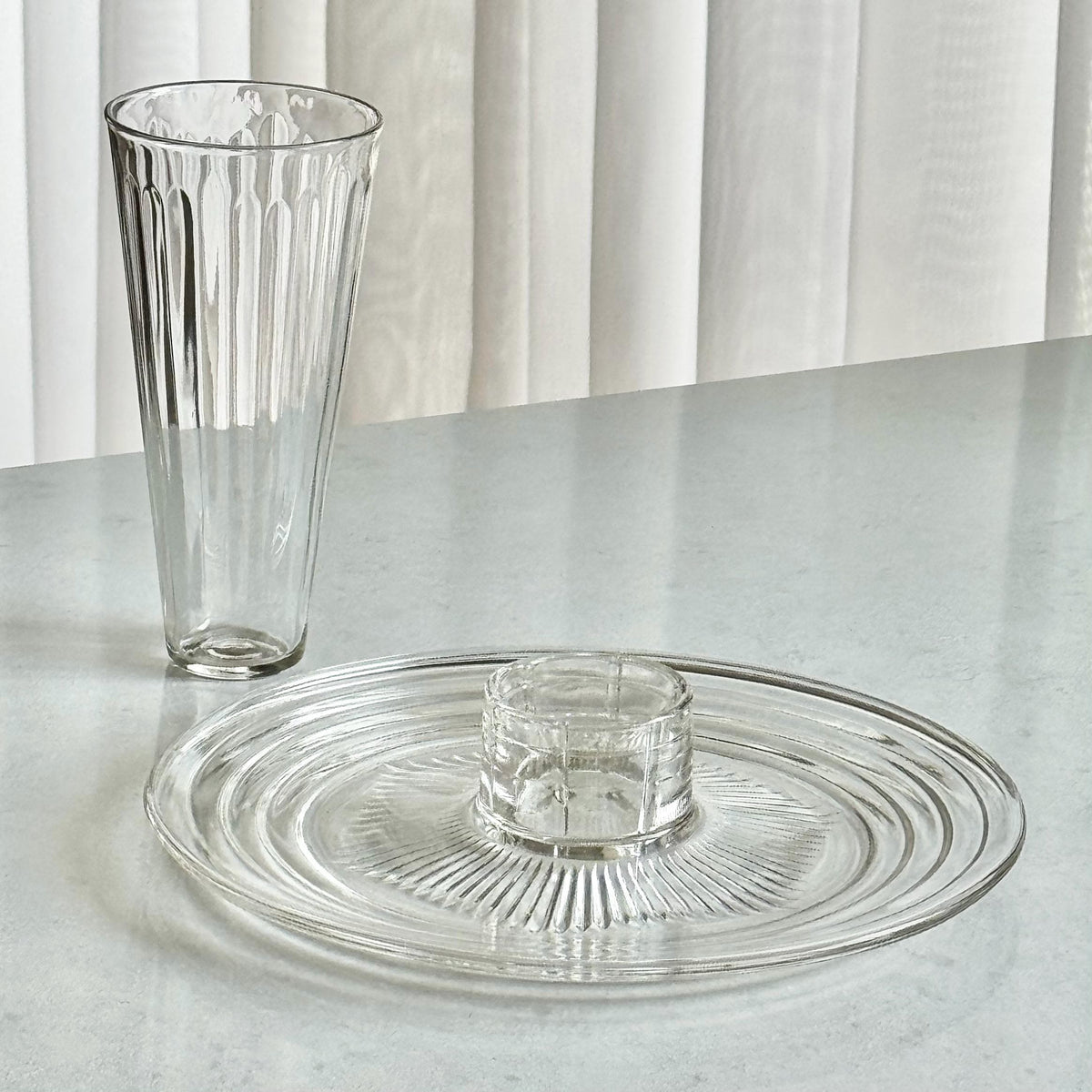 Vintage Louis A. Leppke Safe Save Plates with Tumblers (circa 1930s) - 4 sets, 8 pieces total