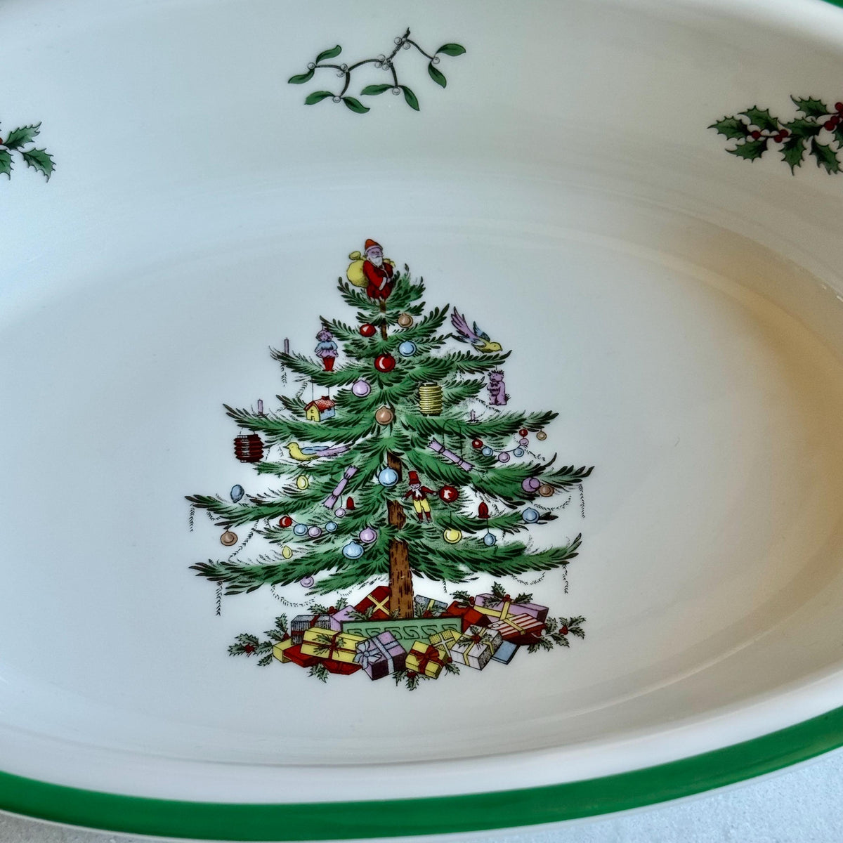 Vintage Spode Christmas Tree Oval Baker Dish