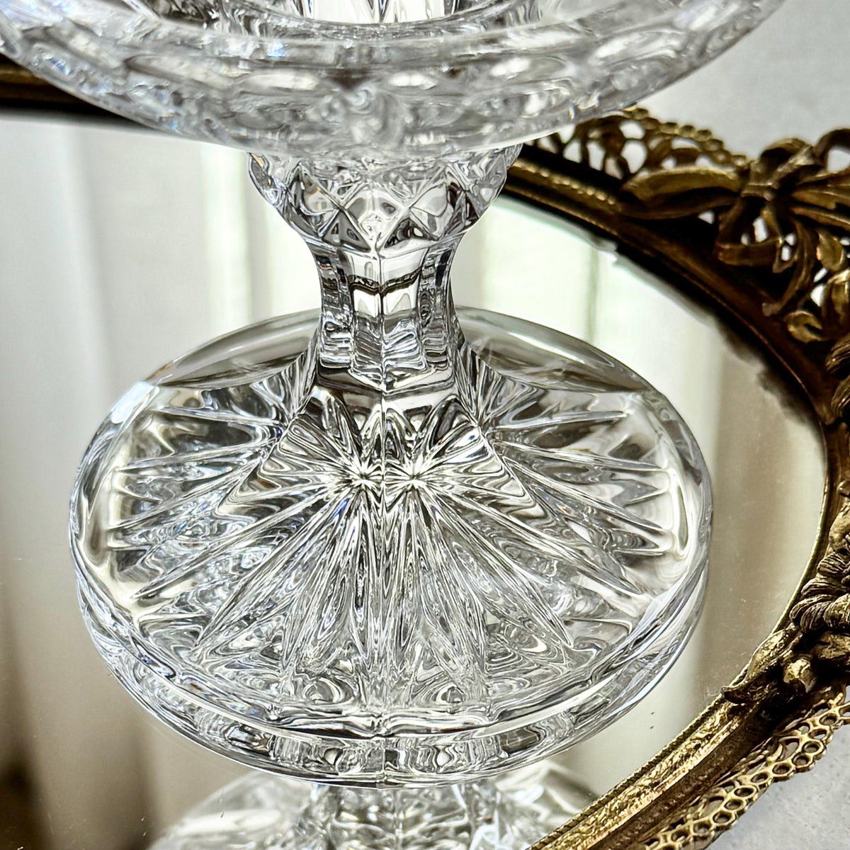 Vintage Gorham Crystal King Edward Fairy Light / Courting Lamp / Hurricane Candle Holder (circa 1982 - 1999) - Set of 2