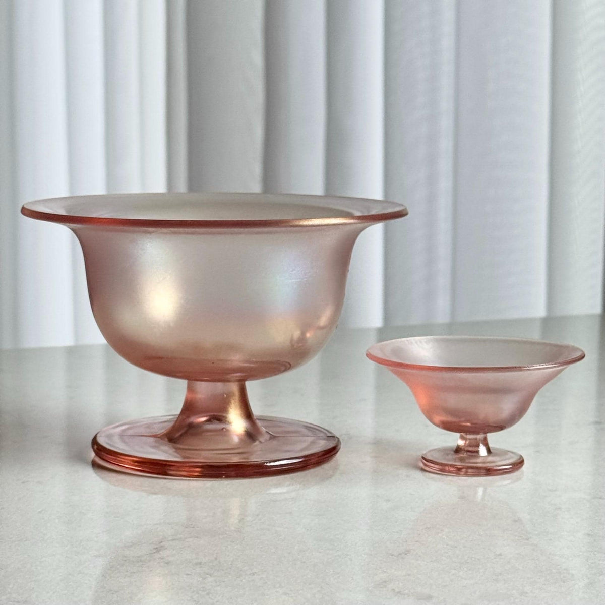 Vintage Fenton Pink Iridescent Glass Velva Rose 7 Piece Set