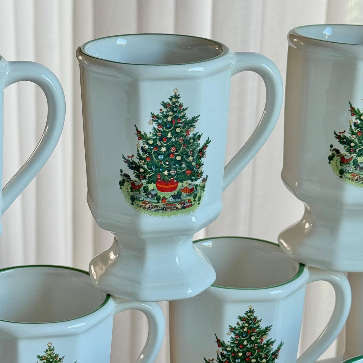 Vintage Pfaltzgraff Heritage Christmas Pedestal Cups