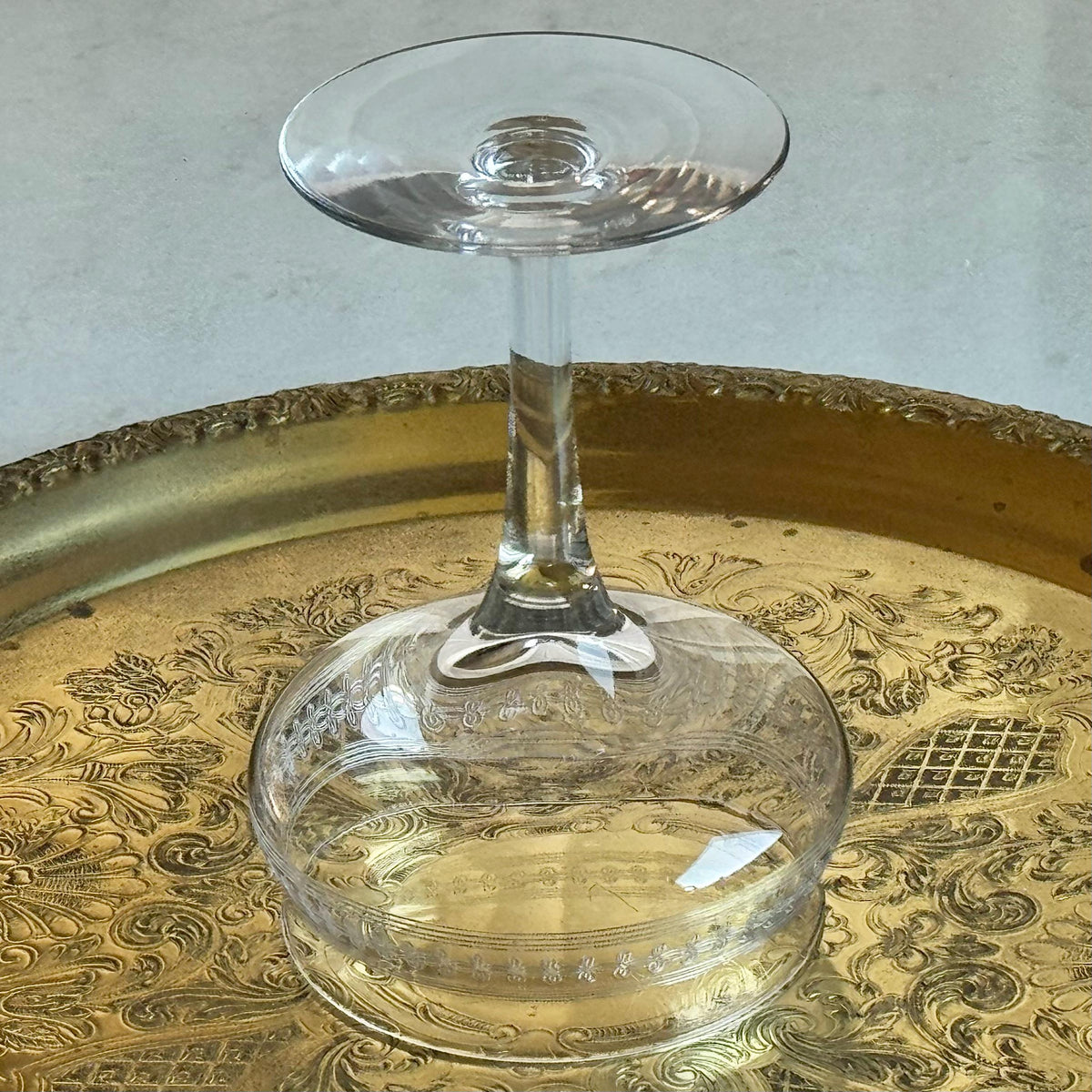 Vintage Tiffin Franciscan Needle Etched Champagne Coupes / Cocktail Glasses - Set of 6