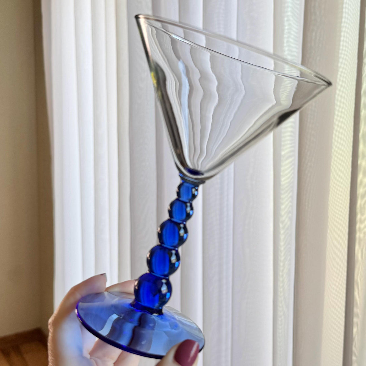 Vintage Libbey Metropolis Mediterranean Blue Bubble Stem Glasses - Set of 4