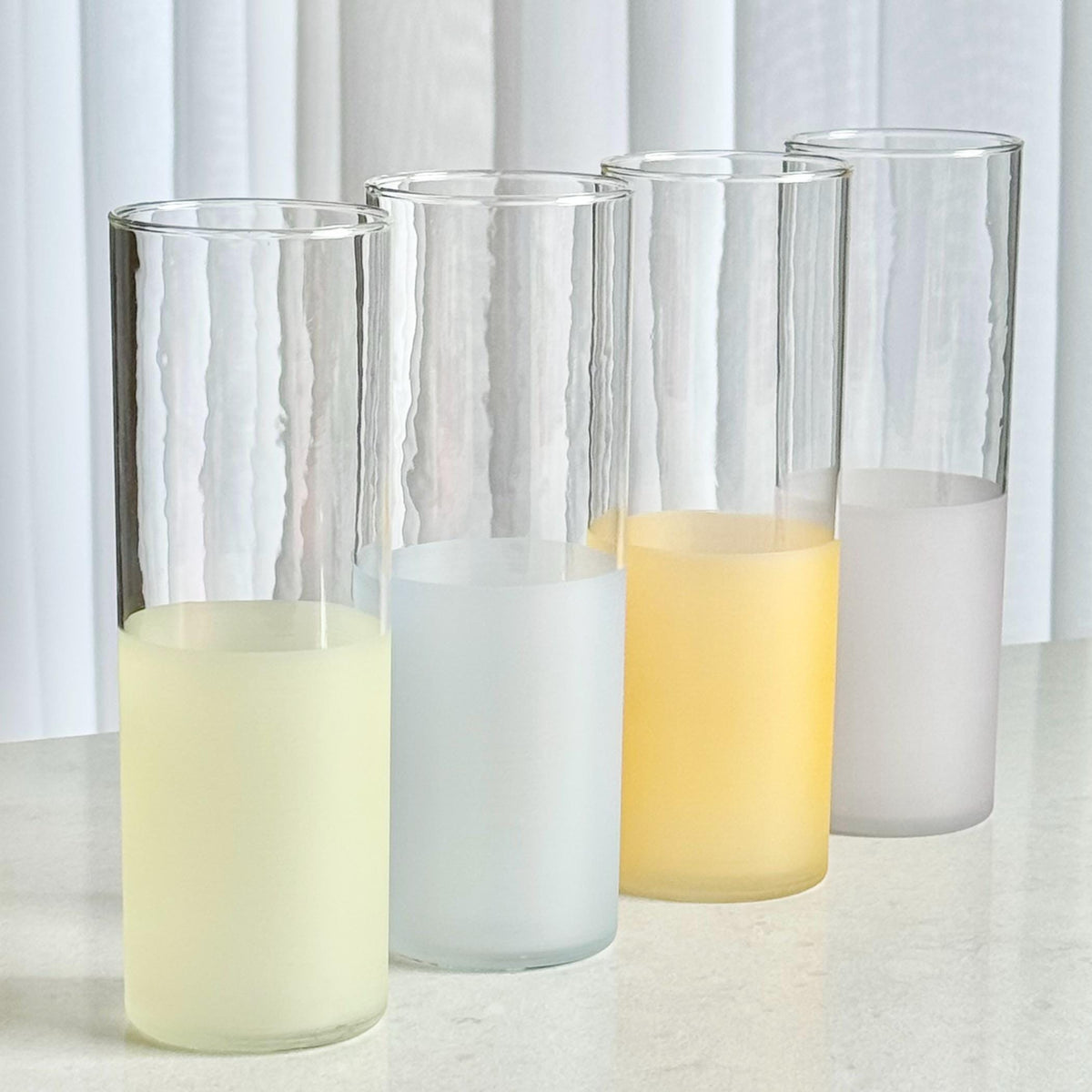 MCM Pastel Satin  Frosted Bottom Glasses - Set of 4