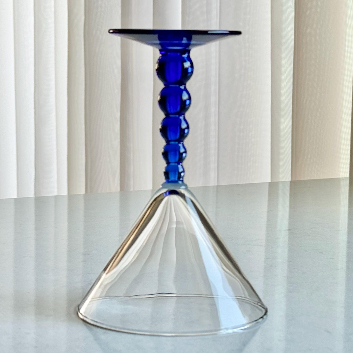 Vintage Libbey Metropolis Mediterranean Blue Bubble Stem Glasses - Set of 4