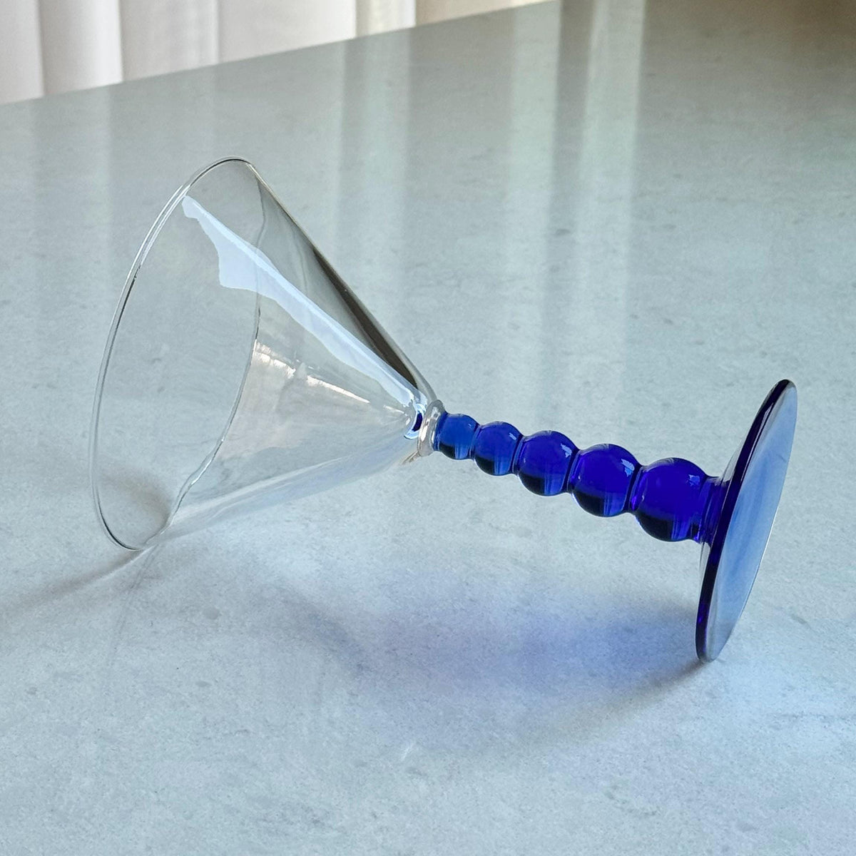 Vintage Libbey Metropolis Mediterranean Blue Bubble Stem Glasses - Set of 4