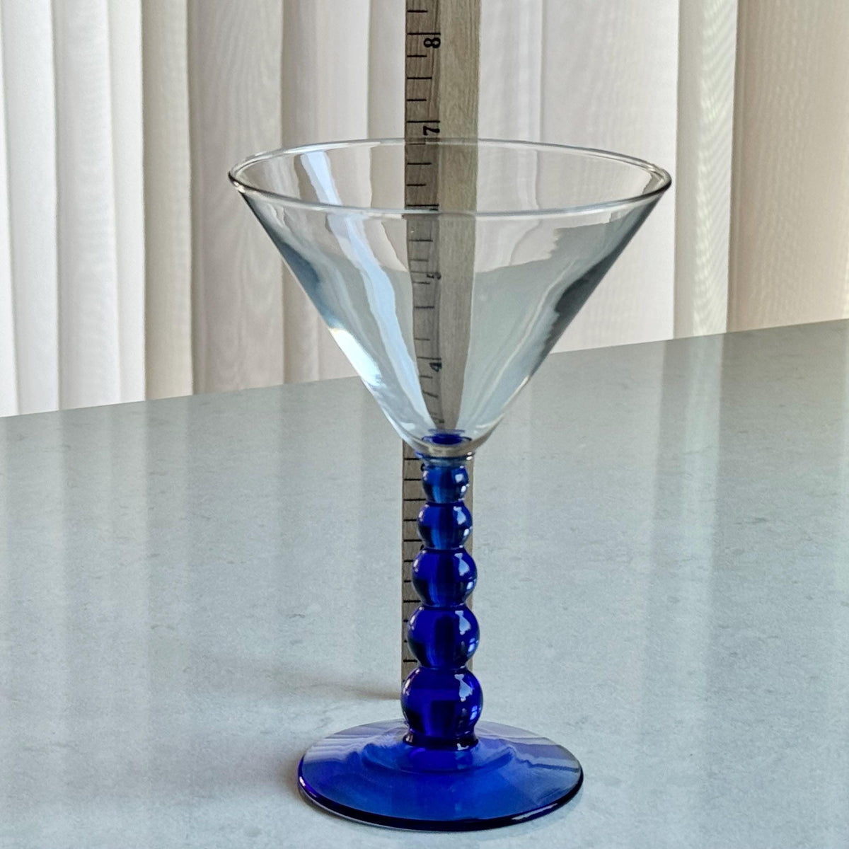 Vintage Libbey Metropolis Mediterranean Blue Bubble Stem Glasses - Set of 4