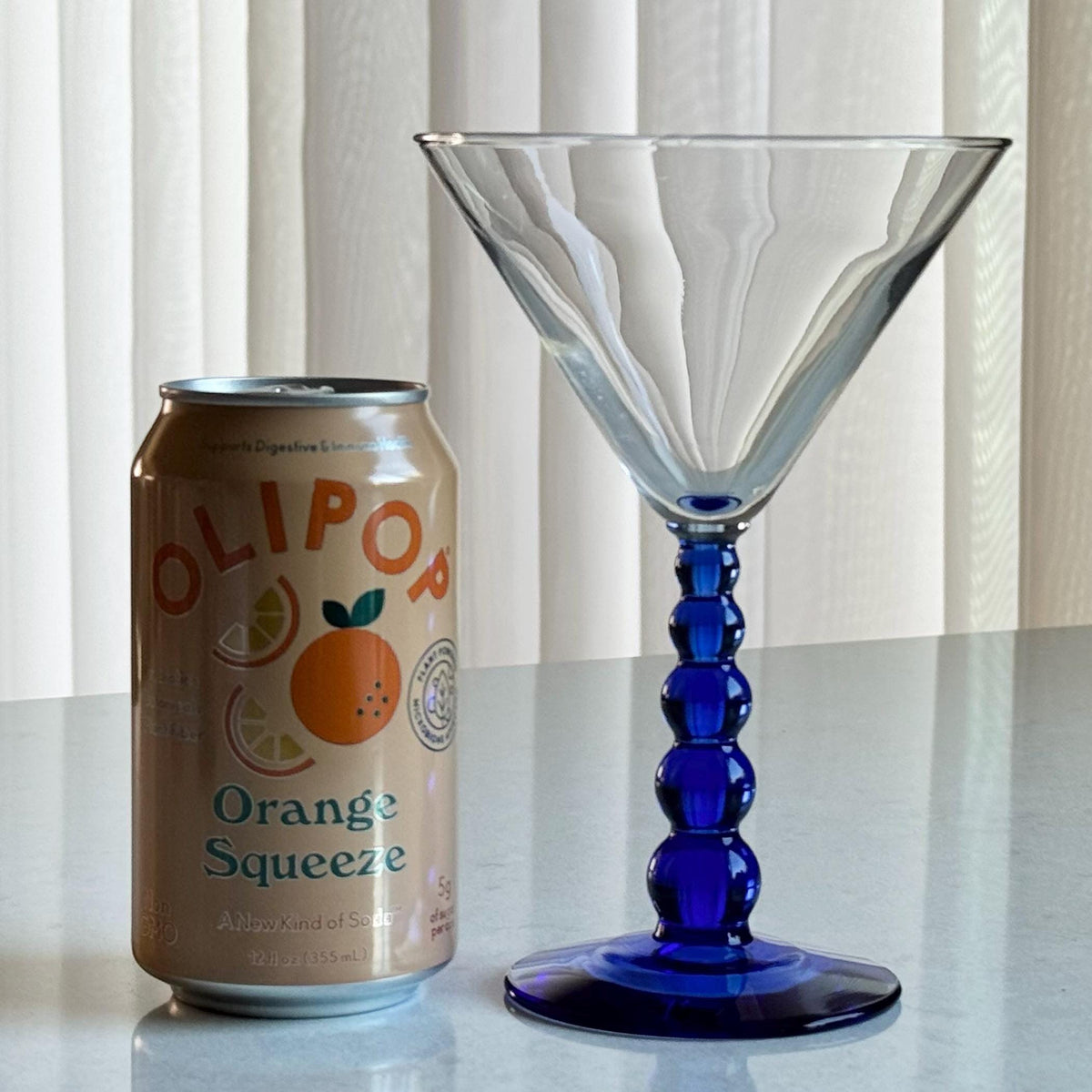 Vintage Libbey Metropolis Mediterranean Blue Bubble Stem Glasses - Set of 4
