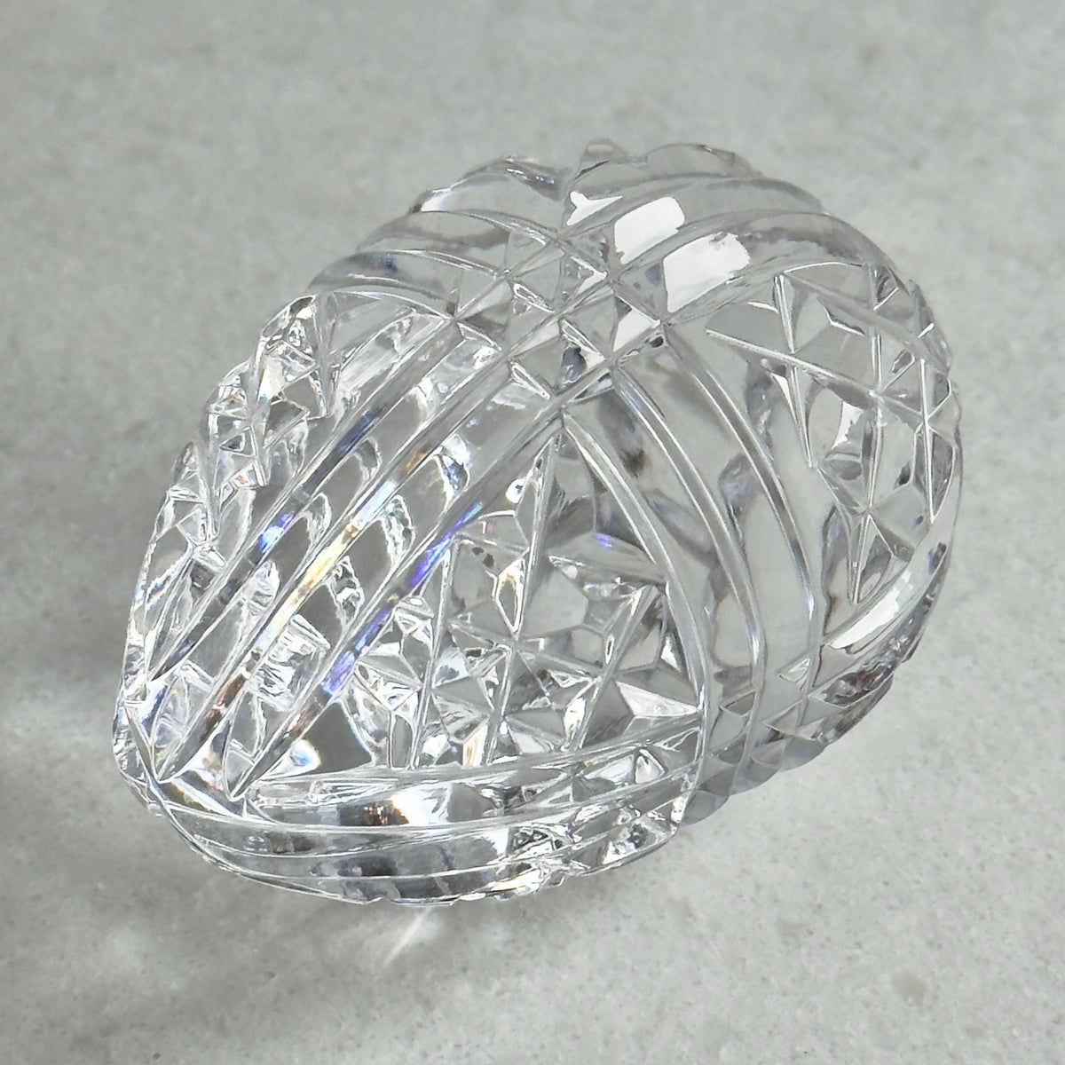 Vintage Waterford Crystal Ribbon Egg Paperweight