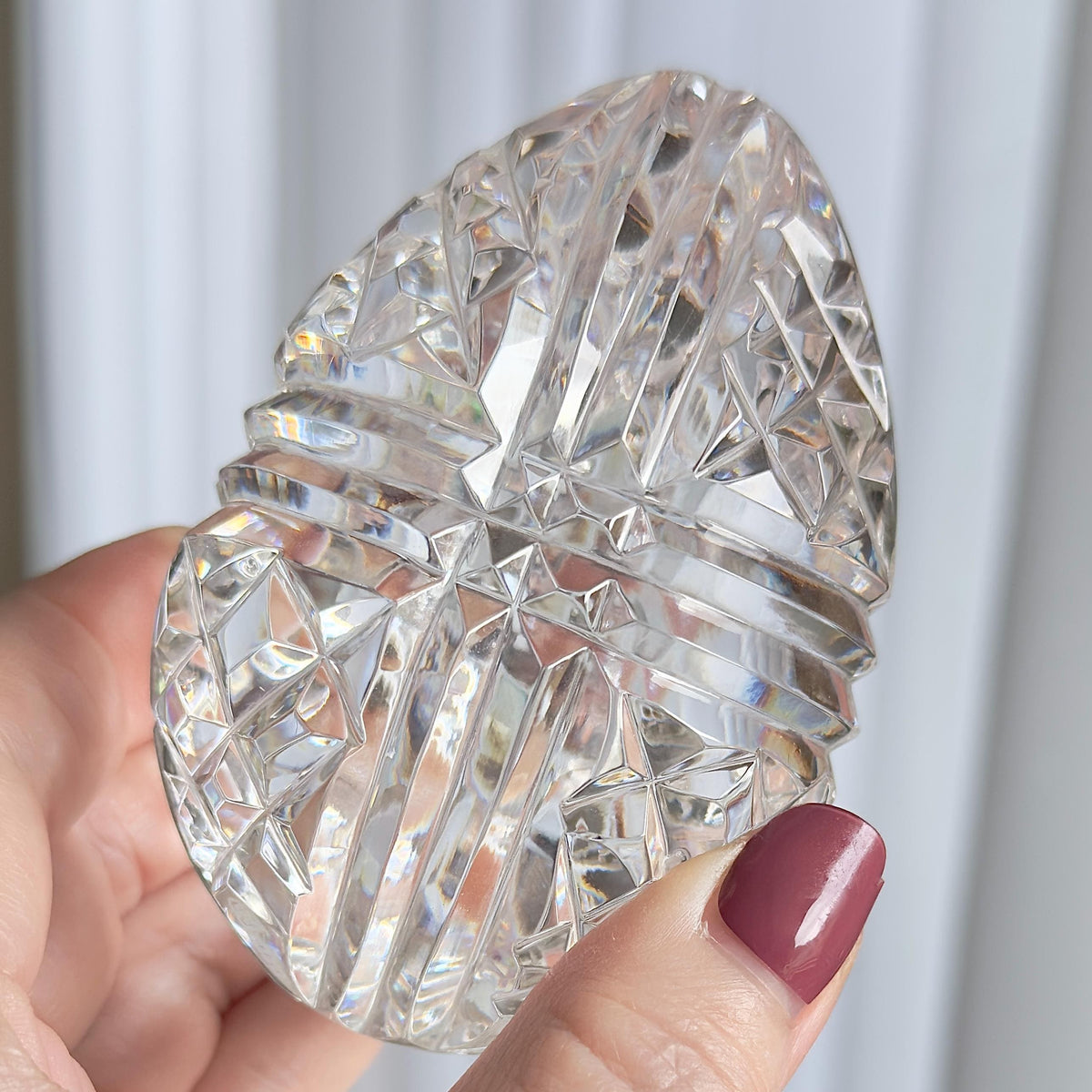 Vintage Waterford Crystal Ribbon Egg Paperweight