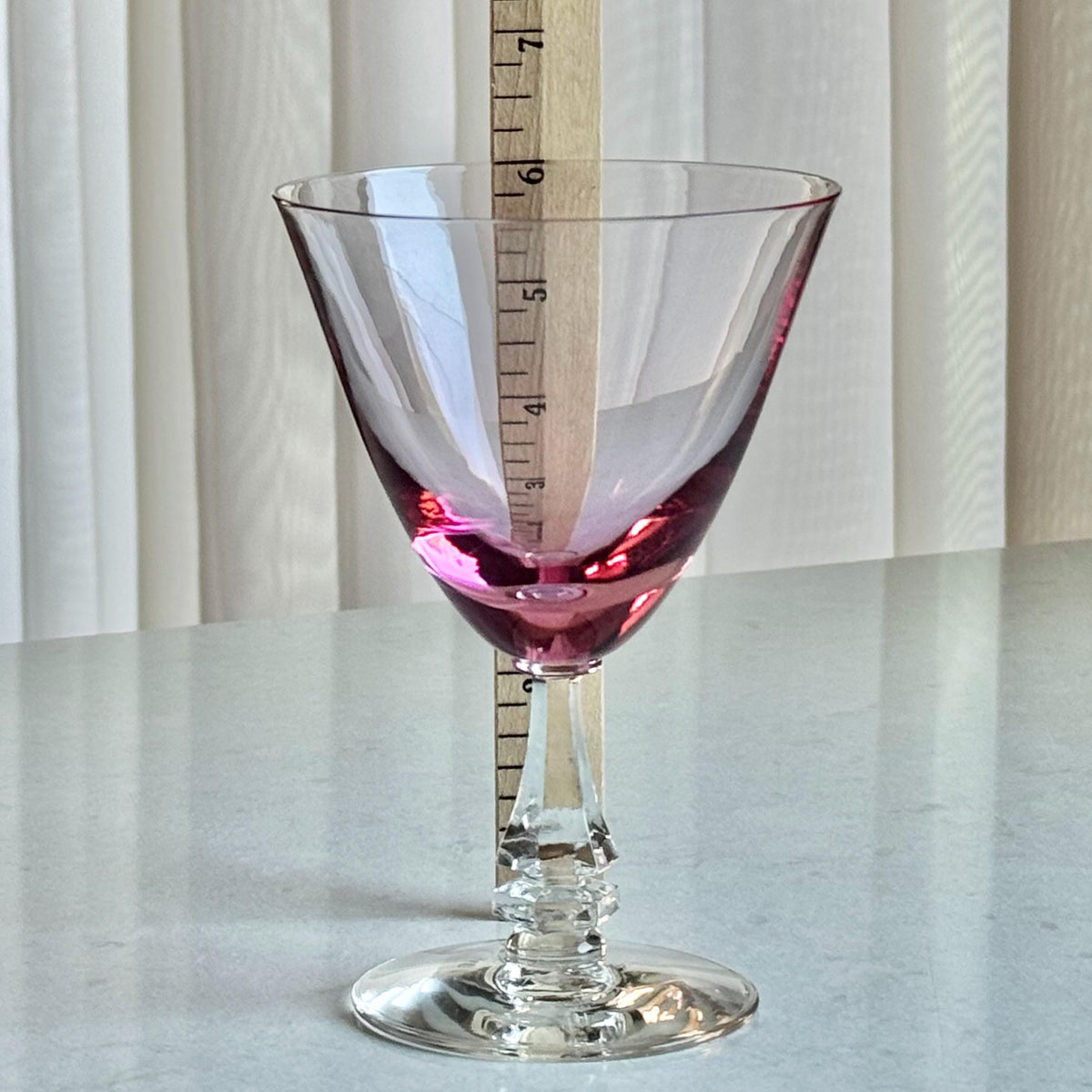 Vintage Tiffin Franciscan Wisteria Pink Glasses with Hexagonal Stem #17477 (circa 1950 - 1967) - Set of 7