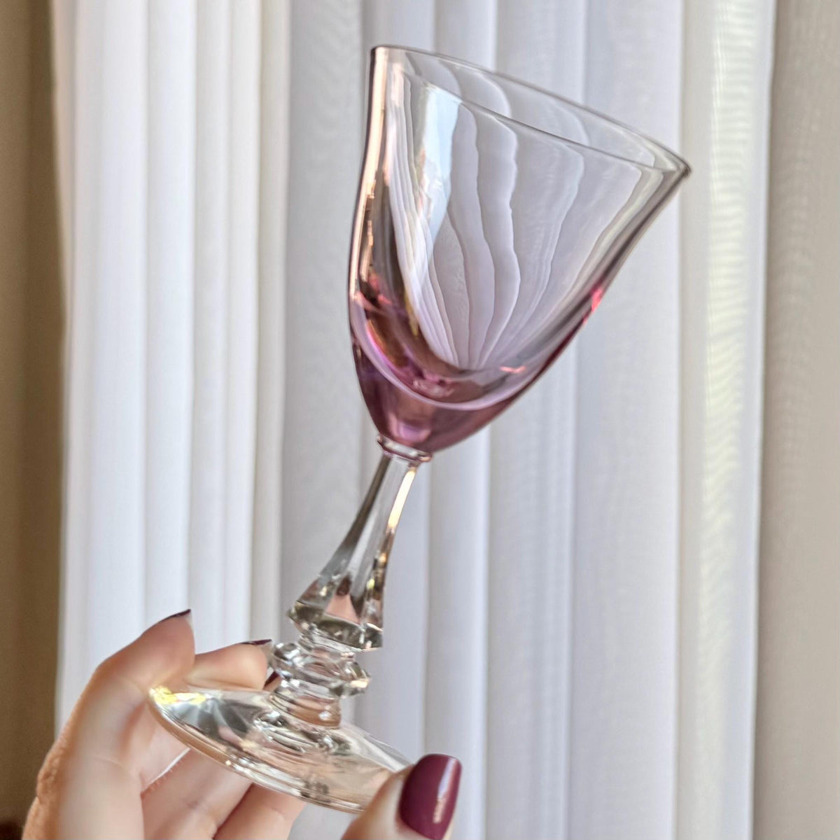Vintage Tiffin Franciscan Wisteria Pink Glasses with Hexagonal Stem #17477 (circa 1950 - 1967) - Set of 5