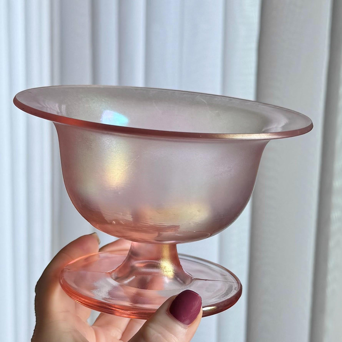 Vintage Fenton Pink Iridescent Glass Velva Rose 7 Piece Set