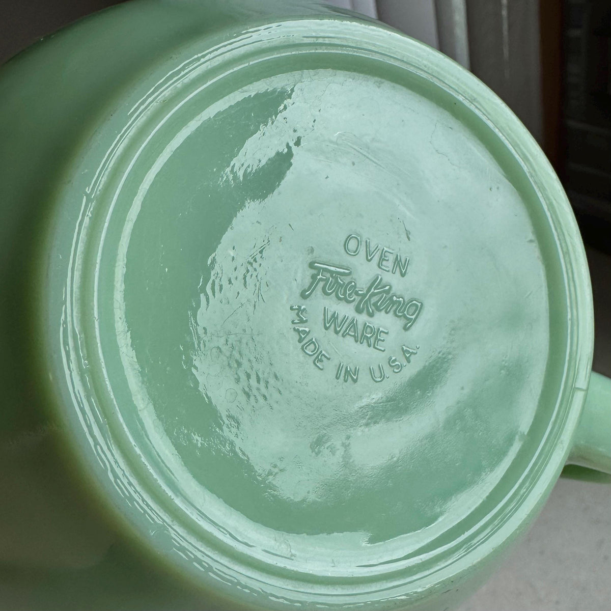 Vintage Anchor Hocking Fire King Jadite Batter Bowl with Handle