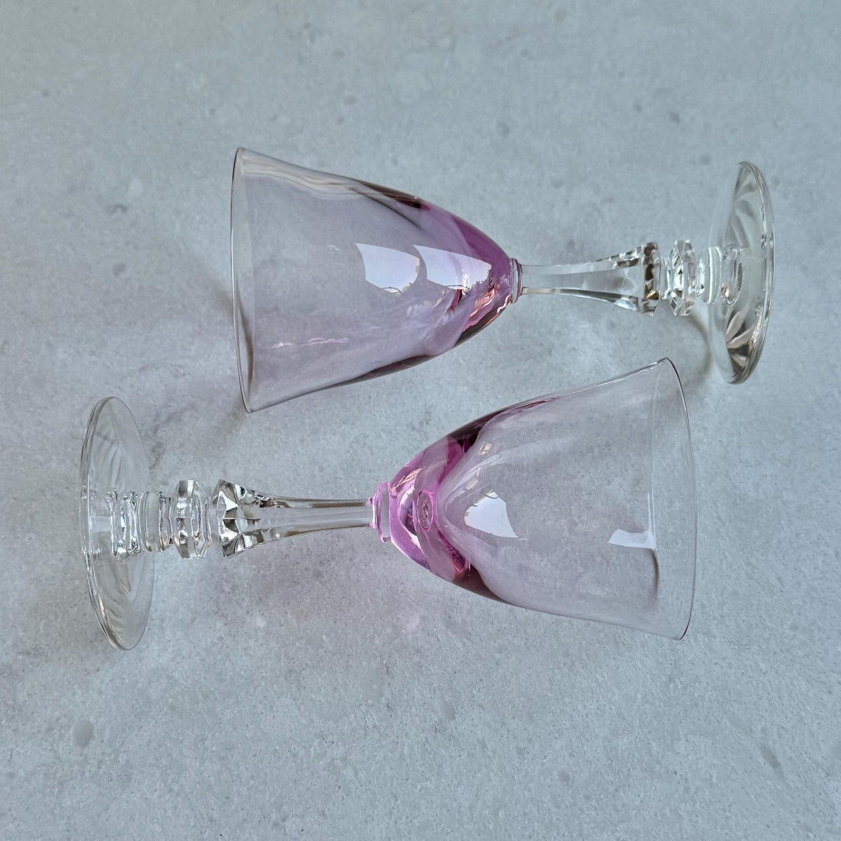 Vintage Tiffin Franciscan Wisteria Pink Glasses with Hexagonal Stem #17477 (circa 1950 - 1967) - Set of 5